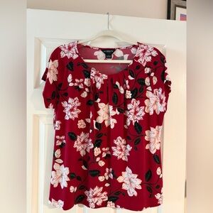 Liz Claiborne. Floral Red Blouse. Sz‎ L